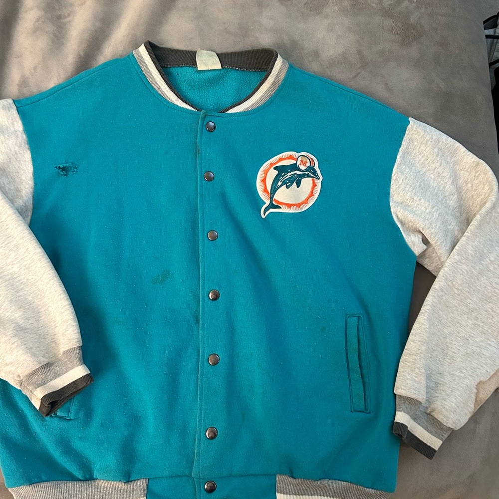 VINTAGE Majestic Miami Dolphins Jacket *Flawed*